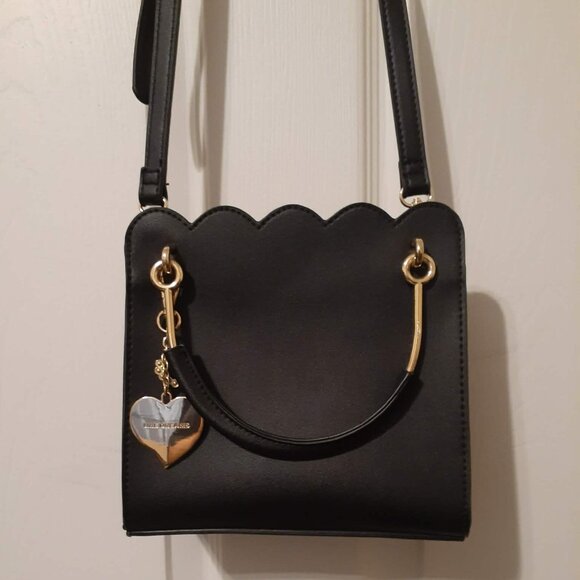 Like Dreams Scalloped Top Black Bag with Heart Charms - Picture 2 of 16